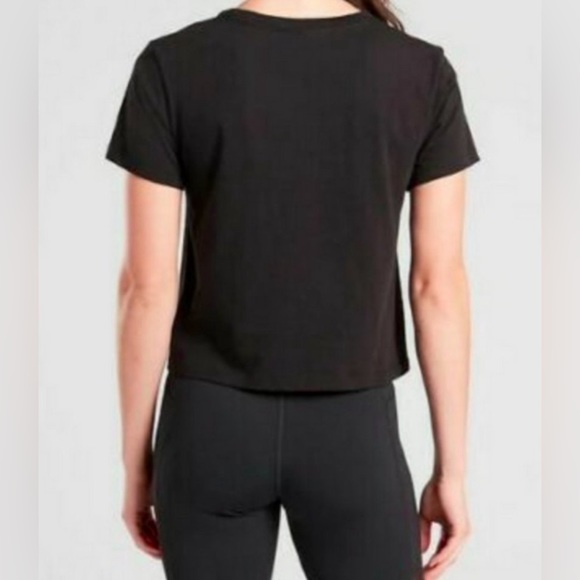 Athleta Black Stand Up Graphic Short Sleeve Organic Daily Crop Tee Size Large - Picture 4 of 5